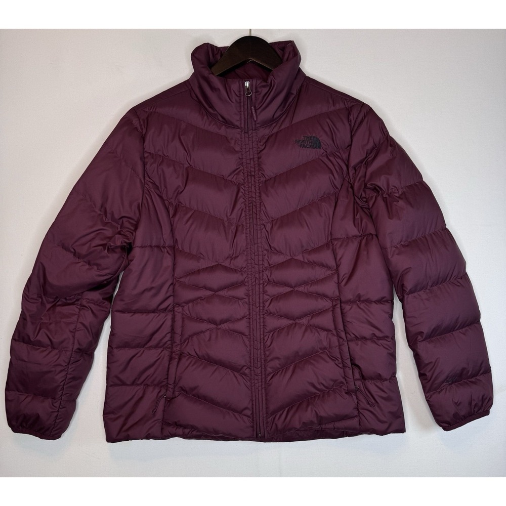 The North Face Alpz Goose Down Puffer Jacket Womens Sz XL maroon Full Zip Coat